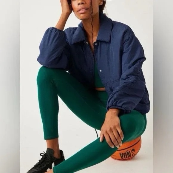 Free People FP MOVEMENT Off The Bleachers Coaches Jacket Midnight Navy Size S - Picture 10 of 10